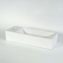 Lavaggio a mano rettangolare A sinistra - Ceramic White - 38x15 cm - Minimalist