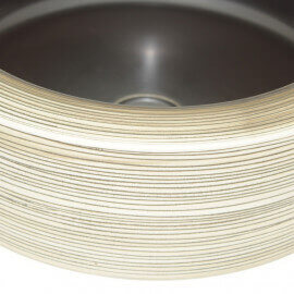 Round Countertop Washbasin - Beige and Brown Grooved Ceramic - 41 cm - Cappuccino |Rue du Bain 2