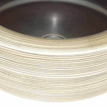 Vasque à Poser Ronde - Céramique rainurée Beige et Marron - 41 cm – Cappuccino | Rue du Bain