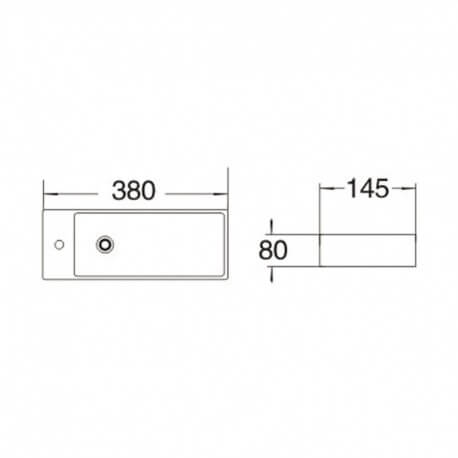 Lave main Rectangulaire Gain de place Gauche - Céramique Blanc - 38x15 cm - Minimalist