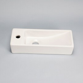 Lavaggio a mano rettangolare A sinistra - Ceramic White - 38x15 cm - Minimalist