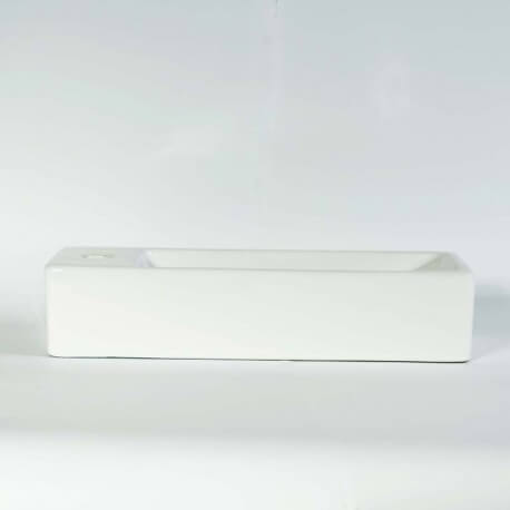 Lavaggio a mano rettangolare A sinistra - Ceramic White - 38x15 cm - Minimalist