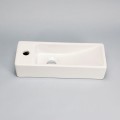 Lavaggio a mano rettangolare A sinistra - Ceramic White - 38x15 cm - Minimalist
