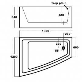 Vasca da bagno Kingston Acrylic Asimmetrica Angolo Sinistro 160x120 cm 2