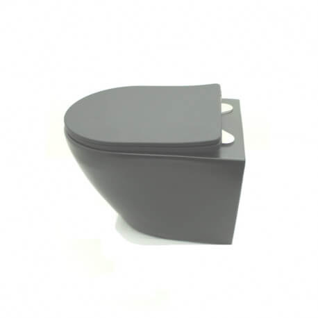 WC Suspendu Ovale - Avec Abattant - Céramique Noir mat - Sans Bride - 48x37 cm - Cort | Rue du Bain