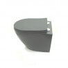 Oval Hängendes WC mit Matt Black Ceramic Slasher - 48x37 cm - Kort