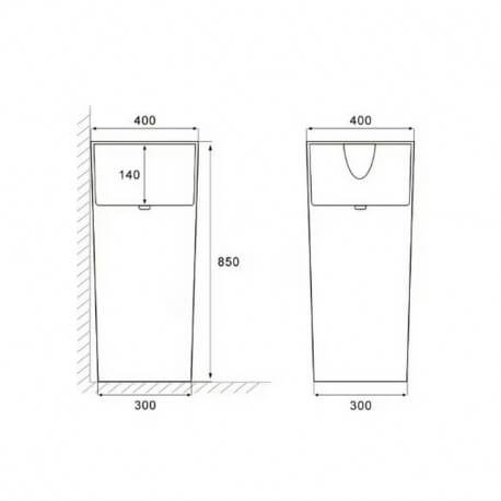 Cilindro de lavado de mano - Cerámica blanca - 39x83 cm - Estrella