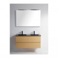 Pack Hängeschrank Doppelbecken Schwarz Mat Bali + Spiegel LED Lampen Classic City 120