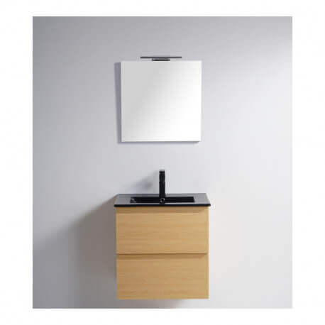 Armadio da bagno Pack Vaso nero Mat Bali 60 cm + specchio LED Classic City 60