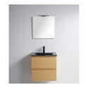 Pack Meuble de salle de bain Vasque Noir Mat Bali 60 cm + Miroir LED Classic City 60