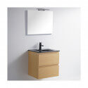 Armadio da bagno Pack Vaso nero Mat Bali 60 cm + specchio LED Classic City 60