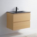 Armadio da bagno Pack Vaso nero Mat Bali 80 cm + specchio LED Classic City 80