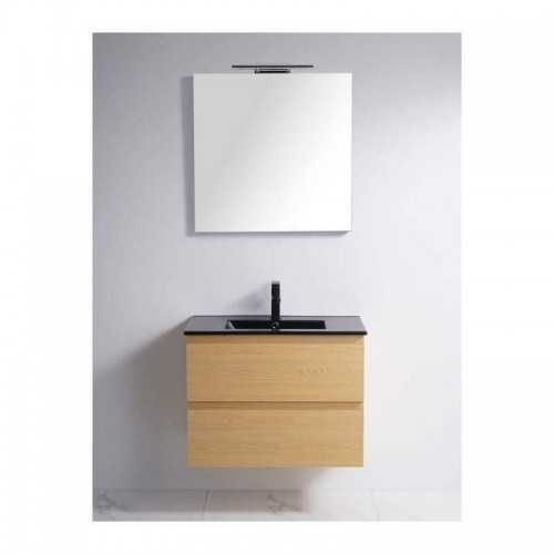 Pack Badezimmerschrank Schwarze Vase Mat Bali 80 cm + LED Spiegel Classic City 80