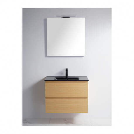 Pack Bathroom cabinet Black vase Mat Bali 80 cm + LED mirror Classic City 80