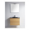 Pack Bathroom cabinet Black vase Mat Bali 80 cm + LED mirror Classic City 80