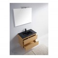Mueble de baño Cubeta negra Bali 80 cm + espejo LED Classic City 80