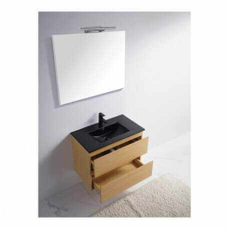 Mueble de baño Cubeta negra Bali 80 cm + espejo LED Classic City 80