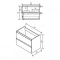 Mueble de baño 2 Dibujos - roble claro - Jarrón de cerámica Mat Negro - 80x46 cm - Bali