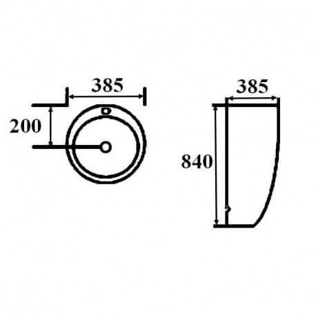 Wash Hand Totem Rund - Keramik Schwarz - 39x85 cm - Ove