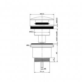 Universal chromed brass and black matt ceramic washbasin strap 2