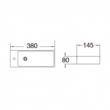 Lavado de manos rectangular Ganancia del espacio Izquierda - Cerámica Blanca - 38x15 cm - Minimalista