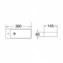 Hand wash Rectangular Space gain Left - Ceramic White - 38x15 cm - Minimalist
