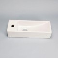 Handwäsche Rechteckig Raumgewinn links - Keramik Weiß - 38x15 cm - Minimalist