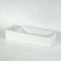 Hand wash Rectangular Space gain Left - Ceramic White - 38x15 cm - Minimalist