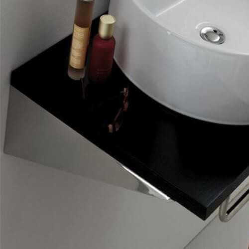 Pair Equerre de Fixation washbasin, 40 x 8 cm, brushed stainless steel