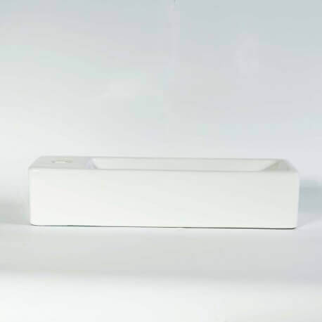 Hand wash Rectangular Space gain Left - Ceramic White - 38x15 cm - Minimalist