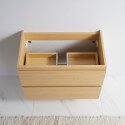 Bali light oak hanging cabinet double washbasin black matt