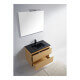 Meuble de salle de bain 2 Tiroirs - Chêne clair - Vasque Céramique Noir Mat - 80x46 cm - Bali | Rue du Bain
