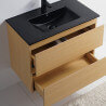 Bathroom cabinet 80 cm Oak Light Vasque Ceramic Black Mat -Bali