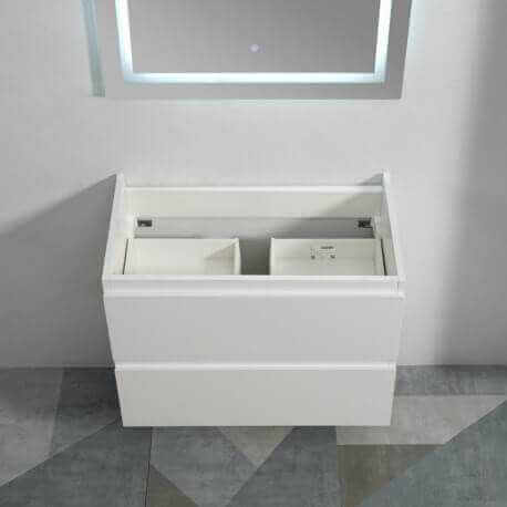 Meuble de salle de bain 2 Tiroirs - Blanc - Vasque - 90x46 cm - City