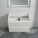 Meuble de salle de bain 2 Tiroirs - Blanc - Vasque - 90x46 cm - City