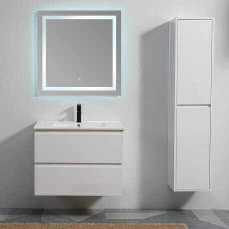Meuble de salle de bain 2 Tiroirs - Blanc - Vasque - 90x46 cm - City