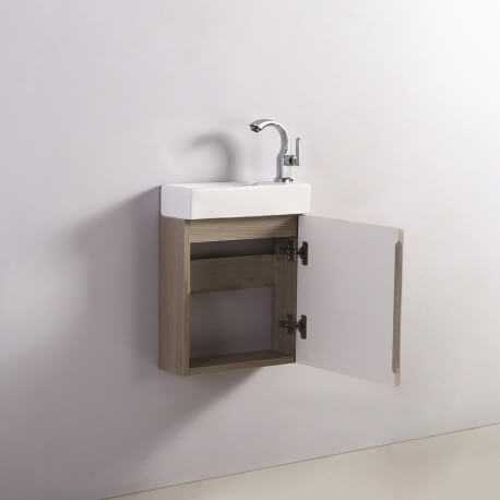 Mobile lavamani - Rovere grigio - Scandinavo - 38x14 cm - Minimalista |Via del bagno