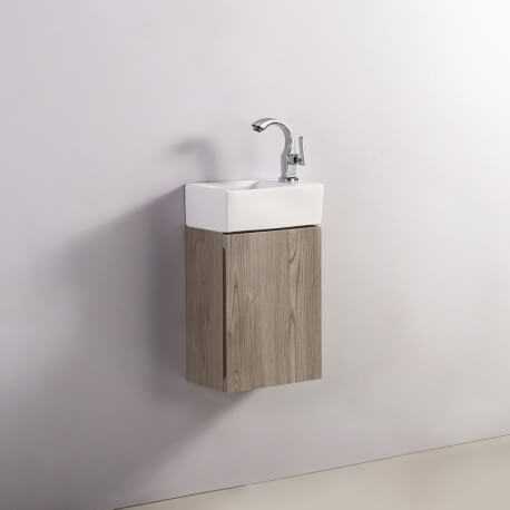 Armadio lavamani - Bianco e rovere grigio - Scandinavia - 30x18 cm - Essento