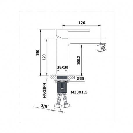 Robinet mitigeur lavabo carré - Chromé - Cube | Rue du Bain