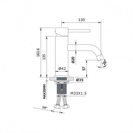 Robinet Mitigeur Lavabo - Noir mat - Circle