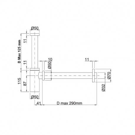 Siphon Lavabo Design Tubular Totem - Brossed Inox