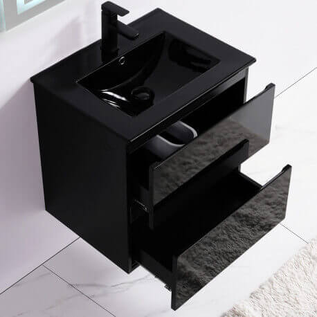 Mobile bagno 2 cassetti - Nero - Lavabo - 60x46 cm - Scuro |Via del bagno
