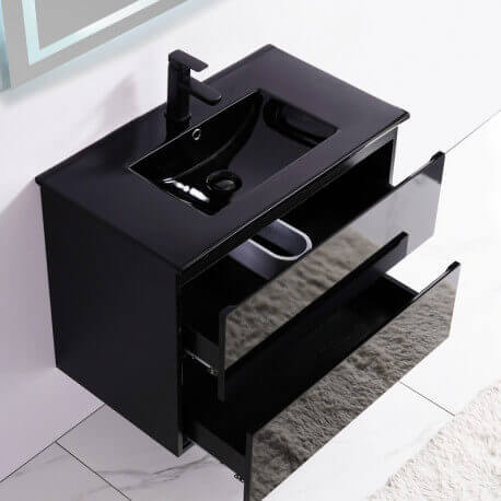 Meuble de salle de bain 2 Tiroirs - Noir - Vasque - 80x46 cm - Dark | Rue du Bain