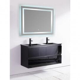 Armadio da bagno 4 cassetti - Nero - Lavello doppio - 120x46 cm - Oscuro 2