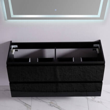 Armadio da bagno 4 cassetti - Nero - Lavello doppio - 120x46 cm - Oscuro