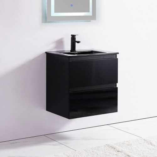 Mobile bagno 2 cassetti - Nero - Lavabo - 60x46 cm - Scuro |Via del bagno
