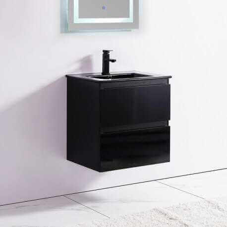 Mobile bagno 2 cassetti - Nero - Lavabo - 60x46 cm - Scuro |Via del bagno