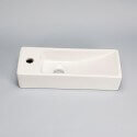 Hand wash Rectangular Space gain Left - Ceramic White - 38x15 cm - Minimalist