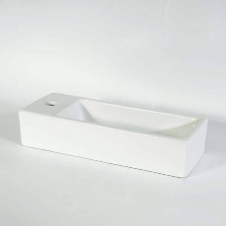 Lavado de manos rectangular Ganancia del espacio Izquierda - Cerámica Blanca - 38x15 cm - Minimalista