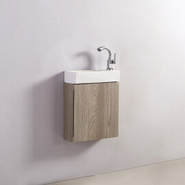 Meuble Lave main - Chêne Gris - Scandinave - 38x14 cm - Minimalist